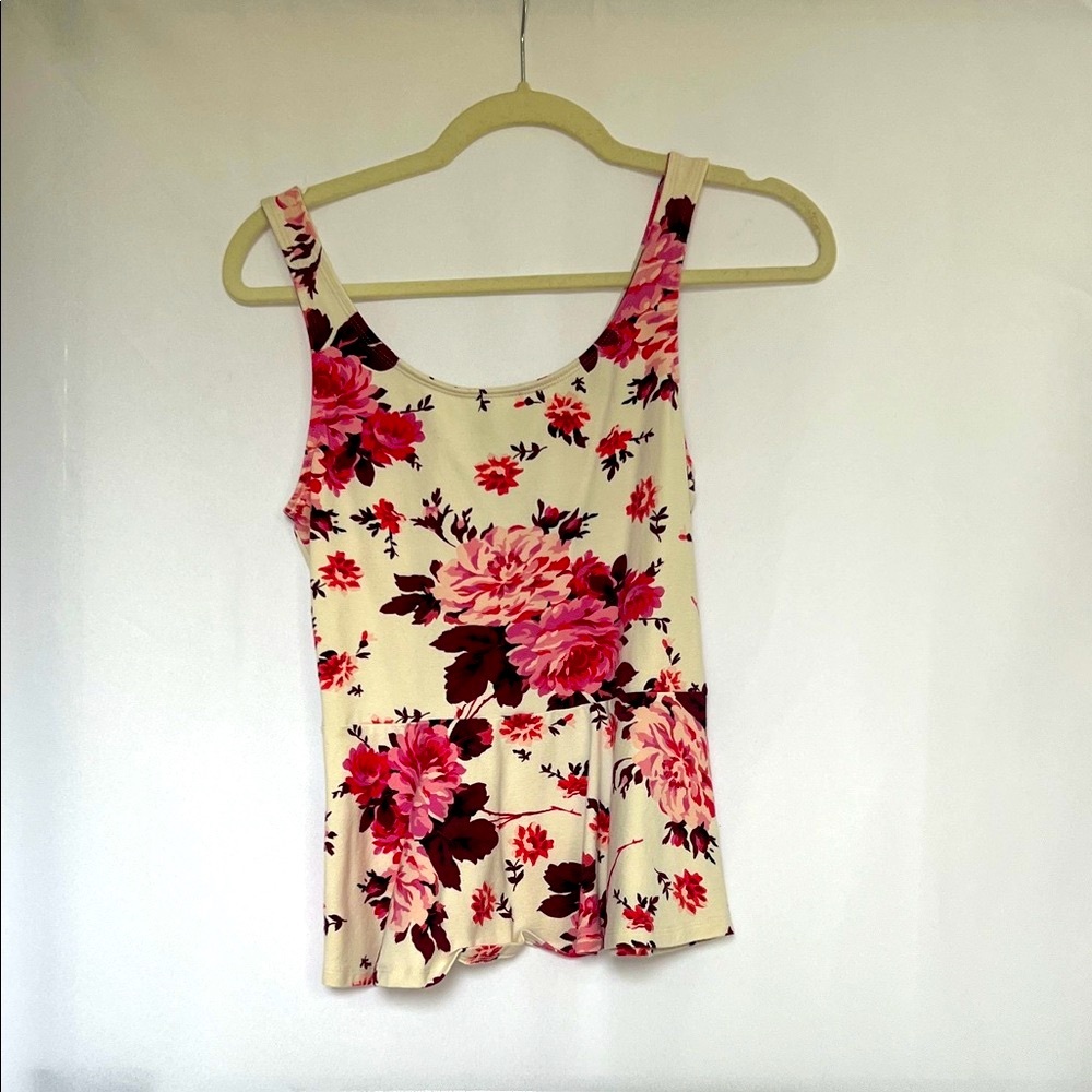 Express Floral Tank Top in Pink and Cream